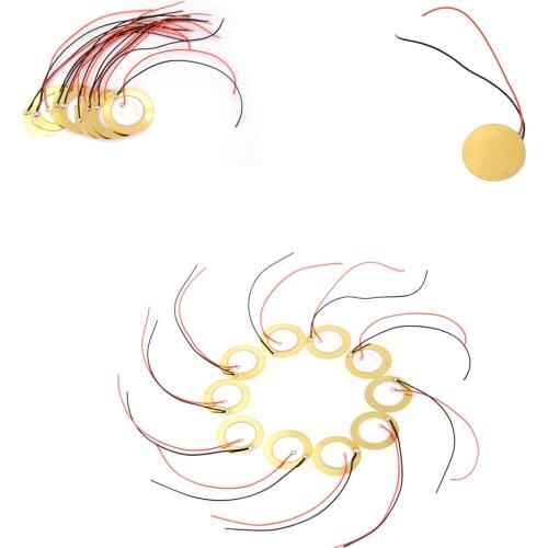 10Pcs Sale 27mm Piezo Ceramic Elements Sounder Sensor Trigger Drum Disc + Wire Copper Piezoelectric Buzzer Copper