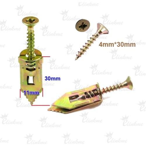 100pcs /lot ,hammer in metal plasterboard cavity wall fixing plugs with 4*30mm screws Expansion screws