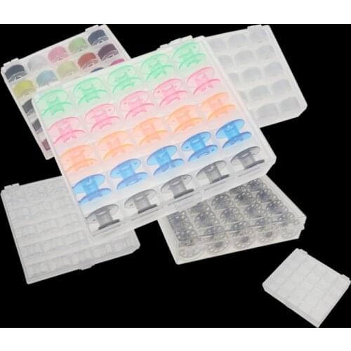 25Pcs/Set Empty Bobbins Sewing Machine Spools Clear Plastic Case Storage Box for Sewing Machine