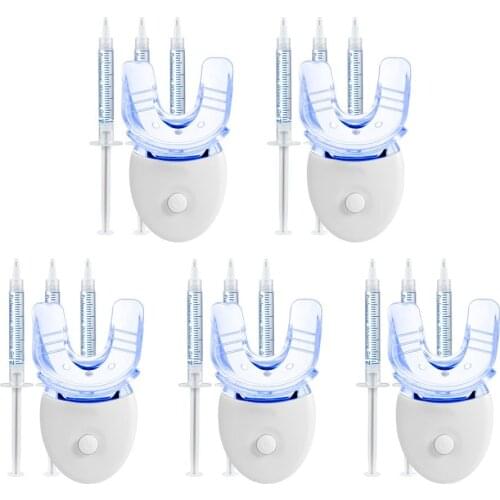 5 Sets/Lot Teeth Whitening Kit 35% Peroxide Dental Bleaching With LED Accelerator Light System Tooth Tray Oral Hygiene Gel Pen