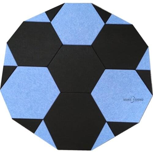 19Pcs/Set DIY Soccer Studio Acoustic Board Soundproof Absorption Treatment Panel 7pcs Hexagon Board+12pcs Triangle 9mm Thickness