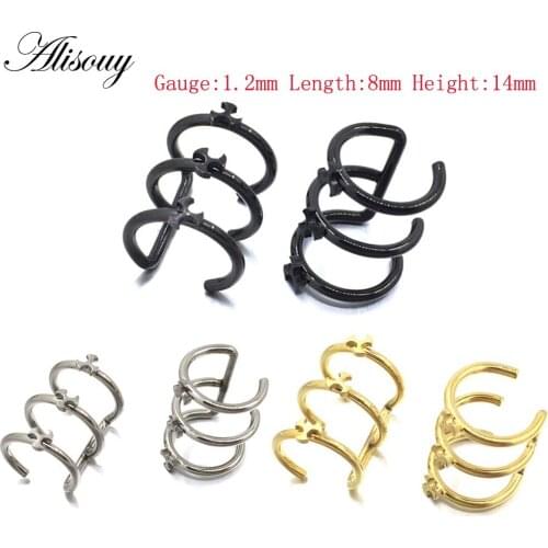 Alisouy 1 PCS Leaf circle Fake Septum Stainless Steel Nose Ring Body Clip Hoop tunnel jewelry For Women Septum plug Trendy