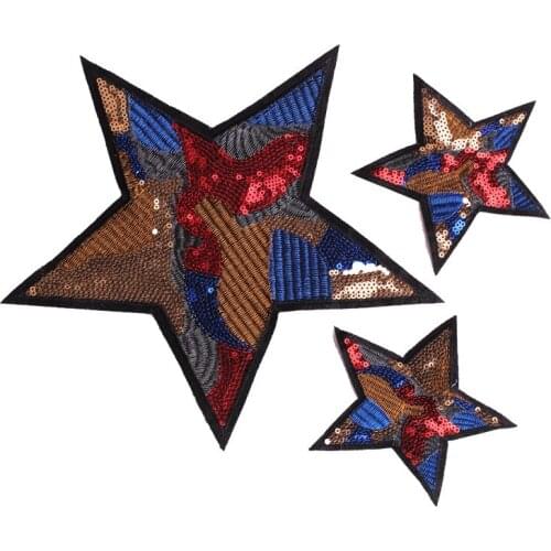 Sequin Star Flower sew On Patches Sewing Embroidered Applique for Jacket Clothes Stickers Badge DIY Apparel Accessories