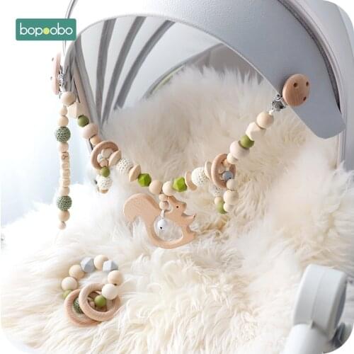 Bopoobo Baby Pram Crib Activity Animal Toy Pram Activity Bar With Rattle Dummy Clip Pacifier Soother Holder Baby Teething