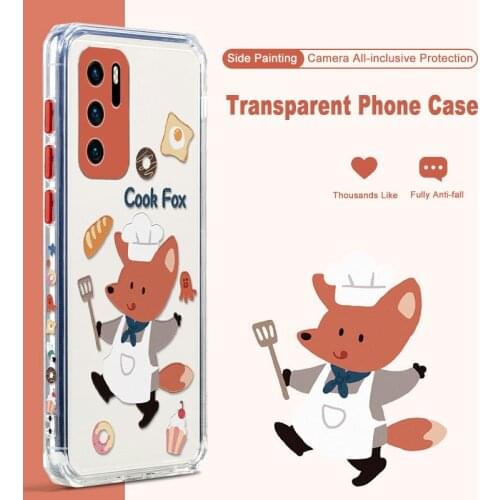 ASINA Soft TPU Case For Huawei P40 Lite P30 Pro Cover Cartoon Color Contrast Transparent Couple Cases For Nova 7 8 SE Pro Capa
