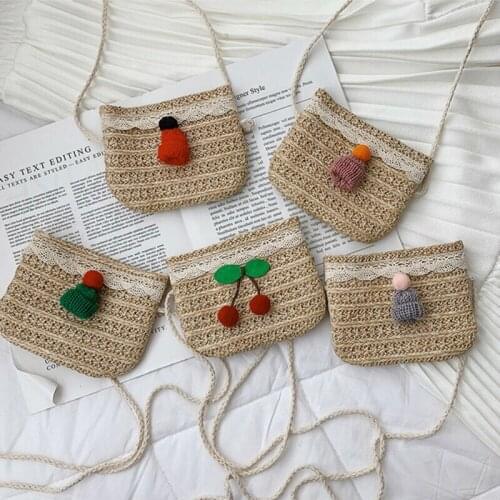 Toddler Baby Beach Messenger Bags Children Kids Girls Straw Shoulder Bag Handbag