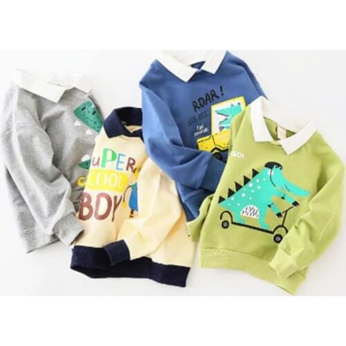 Childrens lapel sweater spring and autumn childrens sweater boys casual cartoon top baby
