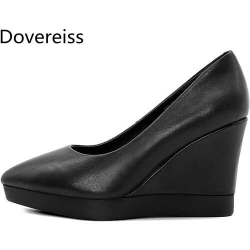 Dovereiss Fashion Womens Shoes summer Elegant Pure color consice Waterproof Office lady Pumps sexy Wedges Office lady
