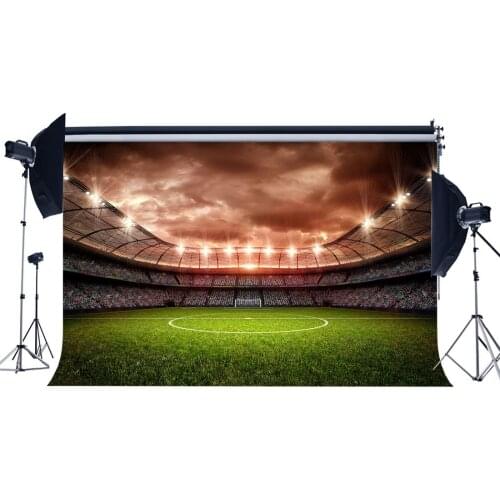 Football Field Backdrop Indoor Stadium Bokeh Stage Lights Green Grass Meadow Sports Match School Game Background