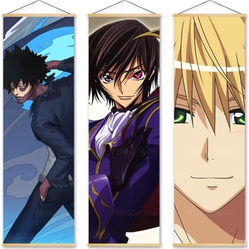 Canvas Home Decoration Code Geass Picture Print Poster Famous Anime Wall Art Wooden Scroll Hanging Painting Bedside Background