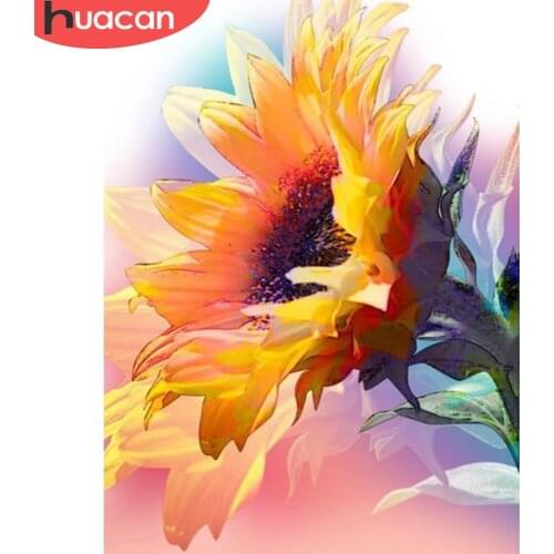 HUACAN 5D DIY Diamond Painting Sunflower Full Drill Square Picture Of Rhinestone Diamond Embroidery Halloween Handmade Decor
