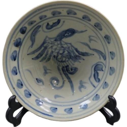 Collection of blue and white hand painted hat bowl with phoenix pattern in Guangxu of Qing Dynasty