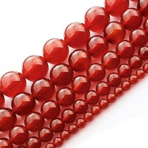 4-18mm Round Red Agates Beads Smooth Natural Stone Beads For Jewelry Making beads Necklace 15inch DIY Beads Bracelets Trinket