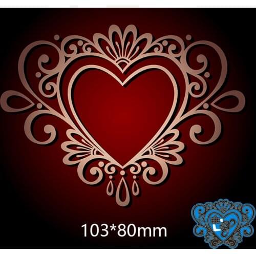 Metal Cutting Dies lace heart New Scrapbook paper Decoration Embossing DIY Paper Card Craft 103*80mm