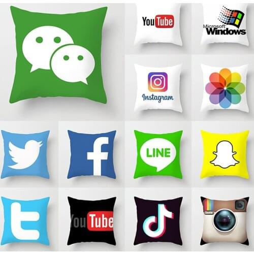 Chat Logo Print-Cushion Cover 45x45cm For Home Decor Outdoor Pillowcase Covered For The Bed-Living Room-Outdoor Cojines For Sofa