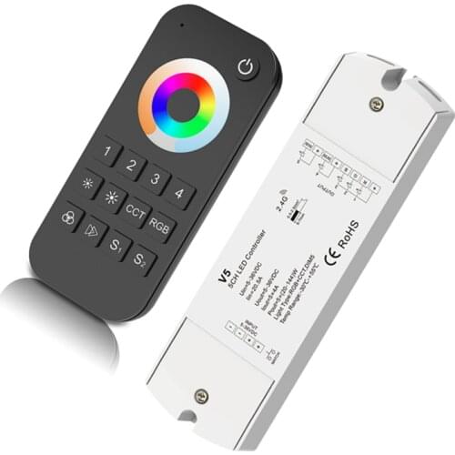 New Led RGBCCT Strip Controller RT10 RF Remote V5 5 Channel Receiver;DC5-24V Input;4A*5CH Output LED RGB CCT RGBW Controller