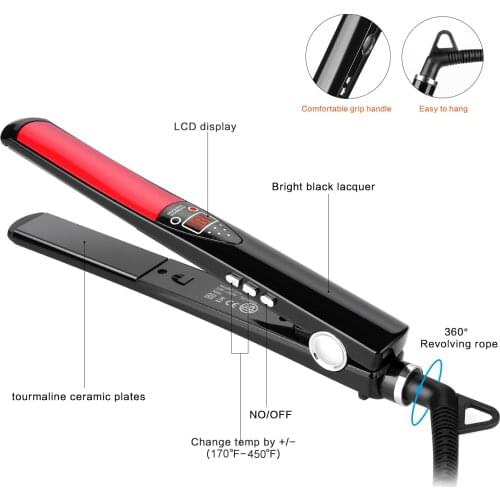 Negative ion Hairstraightener LED numerical display MCH fast heating curler Roll straight Dual-use Electric splint