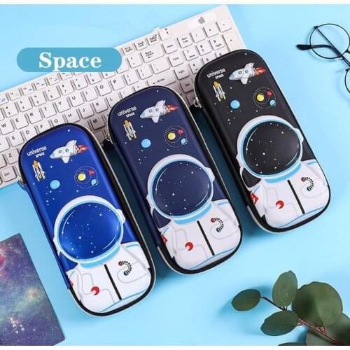 Space Students Pencil Box School Pencil Cases Pouch for Boys Girls Organizer 3-Layer Large Capacity Korean Stationery Kawaii Bag