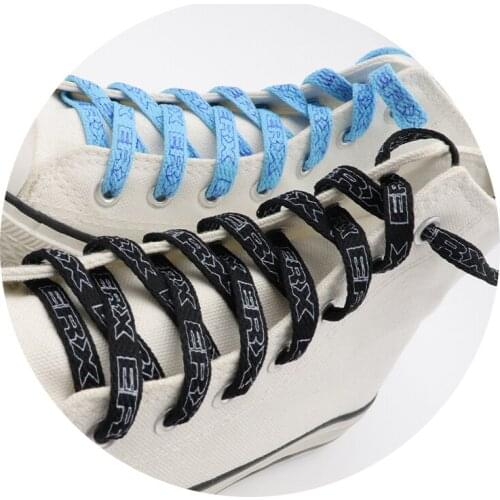 7MM Black-White Blue-Sapphire "ERX" Letter Printing Shoelaces Women Sneaker 2021 Canvas Ropes Flat Sznurówki