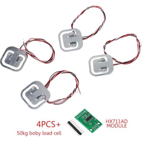 4pcs 50kg Human Scale Load Cells & HX711 AD Module Kit Resistance Strain Weight Sensor Measurement Tools 62KC