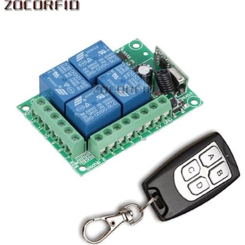 433Mhz Universal Wireless Remote Control Switch DC 12V 4 CH RF Relay Receiver Module + RF Remote 433 Mhz Transmitter Diy
