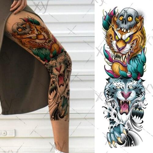 Waterproof Temporary Tattoo Sticker flowers sea star fish pocket watch full arm large fake tattoo flash tattoo for men women