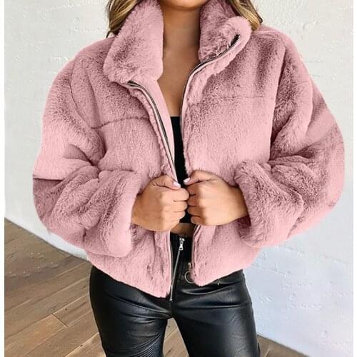 Jackets For Women Oversized Fluffy Autumn Winter imitation rabbit fur faux fur zipper cardigan plush warm jacket Hoodie Overcoat