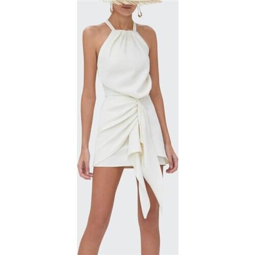 Elegant Runway Bandage Dress Sleeveless Backless Sexy Halter Vestidos New Fashion Ruched Clubwear Skinny Mini Dresses Women
