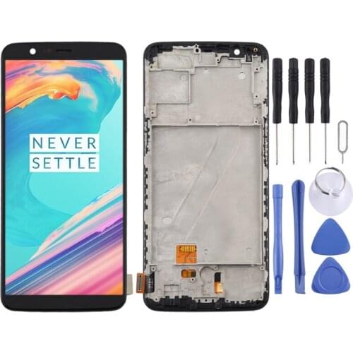 LCD Screen and Digitizer Full Assembly with Frame for Oneplus 5T A5010(Black)