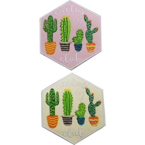 10pcs/lot Cactus Exquisite Embroidery Patch Bonsai Heart Backpack Clothing Decoration Accessories Iron Heat Transfer Applique