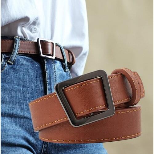 105*2.4Cm New Irregular Geometric Trapezoid Black Buckle Wide Belt Women 2019 Retro Female Without Buckles Leather Belt Straps