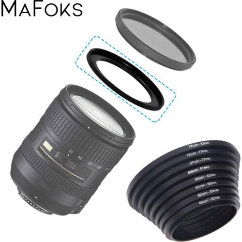 8pcs 49-52 52-55 55-58 58-62 62-67 67-72 72-77 77-82mm Metal Camera Lens Filter Adapter Ring Thread Male to Female Step Up