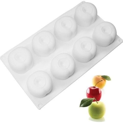 8 Cavity Apple Shape Cake Mold Mousse Dessert Mould Silicone Molds Muffin Baking Pan Pastry Form Cake Decorating Tools