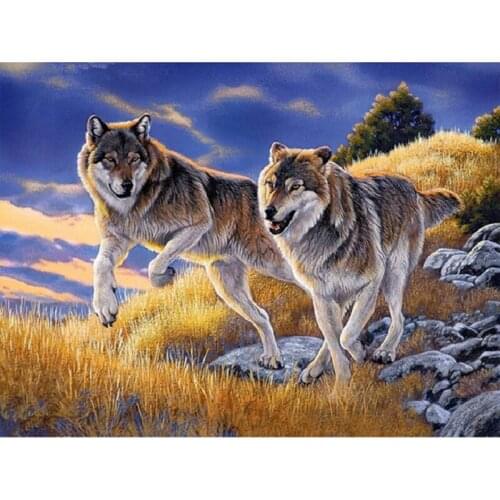 YIKEE diamond painting Two wolves,3d embroidery,diamond embroidery kit Y1101