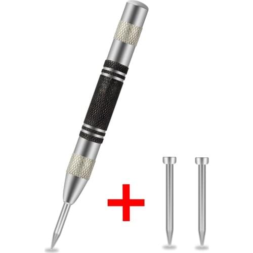 Automatic Center Punch Wood Indentation Mark Woodworking Tool Bit Punch Needle General Adjustable Spring Loaded Metal Drill Tool