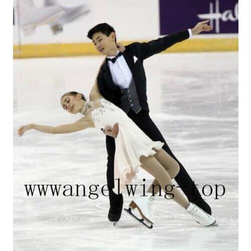 White Figure Skating Clothes Women Competition Figure Skating Clothes Custom Ice Skating Clothing Girls Free Shipping K883