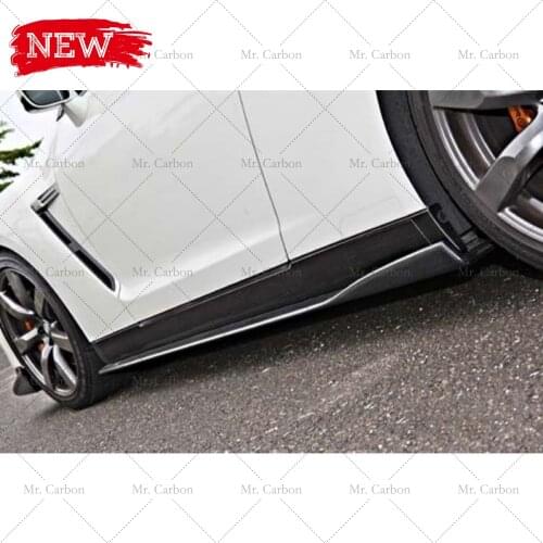 FOR NISSAN GTR R35 VARIS-STYLE CARBON FIBER SIDE SKIRT UNDER BOARD TRIM BODY KIT TUNING PART R35 GT-R CARBON SIDE SKIRT ADD ON