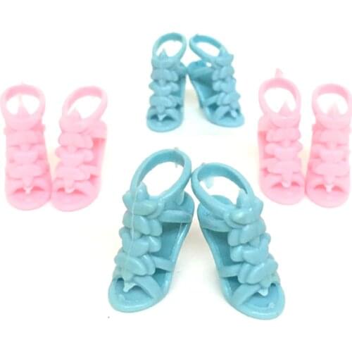 5Pairs/set Girl Doll Shoes Bandage Bow High Heel Sandals For Dolls Accessories Kid Toy Gifts Wholesale