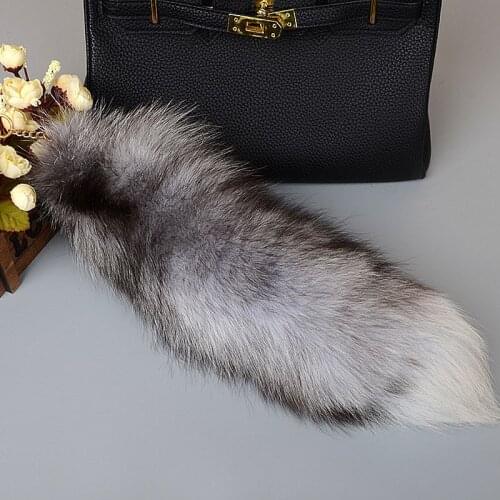40cm Long Fox tail Pendants Keychain Fur Pom Pom Key Chain For Women Bag Key Ring Car Key Holder Gift Jewelry