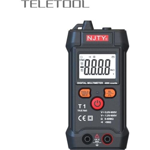 Mini Digital Multimeter Portable True RMS NCV 600V Voltmeter AC DC Continuity Ohm Tester 40M Buzzer Alarm Multimetro 4000 Counts