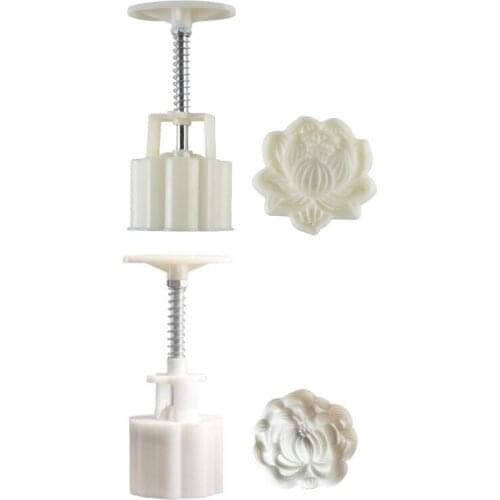 Moon Cake Mold Flowers Design Hand Pressure Fondant Decoration Cookie Cutter for Baking DIY Cookie