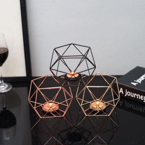 "Nordic Style Geometric Iron Candlestick Candle Holders Home Wall Romantic Durable Candlesticks Wedding Home Decoration Craft"