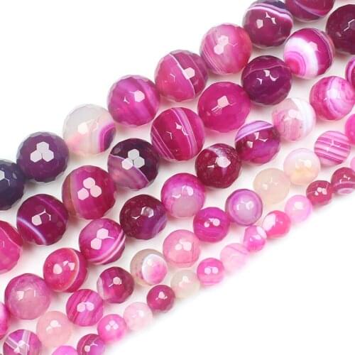Faceted Pink Stripe Agate 6-12mm Round Loose Beads 15inch ,DIY Jewelry Making ! We provide mixed wholesale for all items