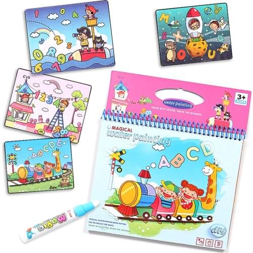 4 Type Magic Water Drawing Book Montessori Coloring Book Doodle & Magic Pen Painting Drawing Board for kids birthday gift