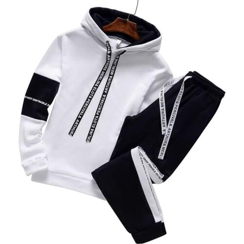 Men Tracksuit Set Autumn Winter Hoodies Sweatshirt Mens Sportswear Sweatshirts+Sweatpants 2 Pieces Hip Hop Pullover Hoody
