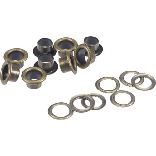 Uxcell Grommets Eyelets with Washers Kit, 13.5 x 8 x 7mm Alloy Grommet for DIY or Craft Projects Bronze Tone 100 Set
