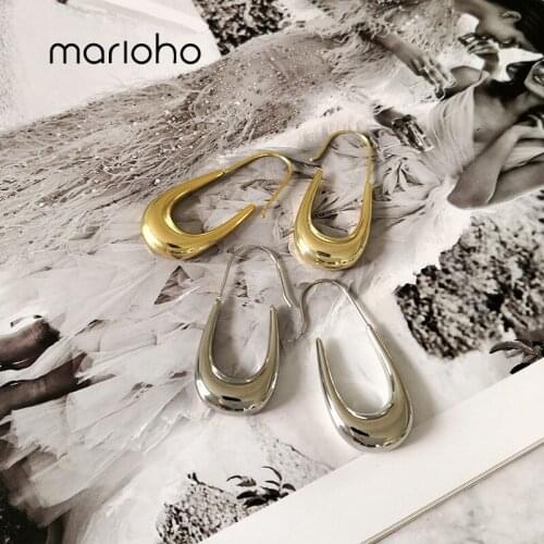 Marioho 2020 New Irregular Earrings Water Droplets U Shape Copper Plated Metal Hoop Earrings For Women Girls Party Jewelry Gift