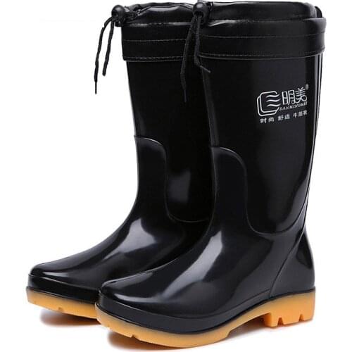 Fashion Non-slip Wear-resistant Work Water Shoes PVC Winter Men Rain Boots Casual Waterproof Construction Site Rubber Shoes