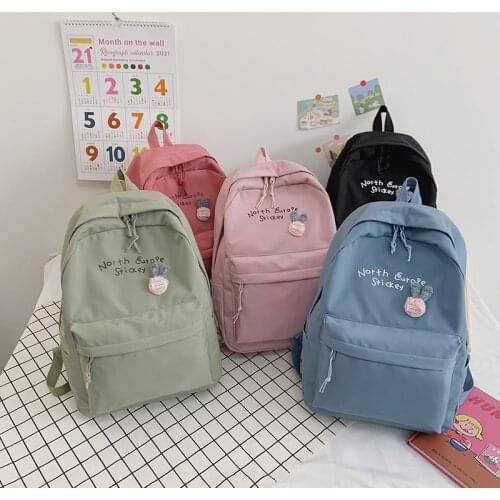 Fashion Womens Backpack Nylon Waterproof School Bags For Girls Summer Solid Color Large Capacity Travel Backpack Mochila 2021