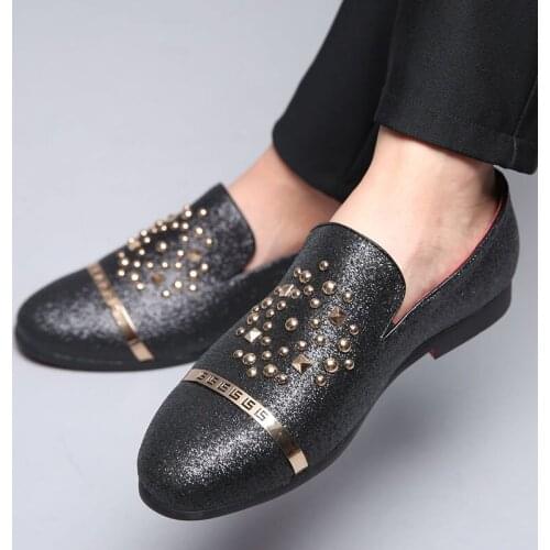 Italian Fashion Glitter Loafers Men New Arrival 2021 Coiffeur Wedding Dress Formal Shoes Men Elegant Party Shoes Men Classic